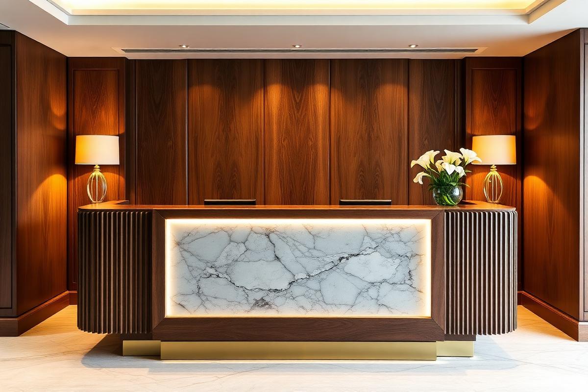 Custom casegoods, reception desks and consoles