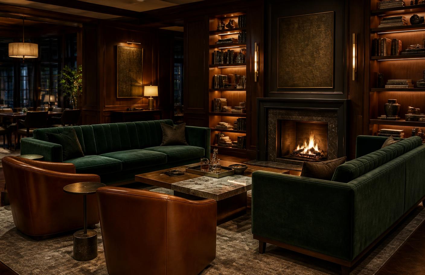 Bespoke private club lounge furnished by Krafts N Designs